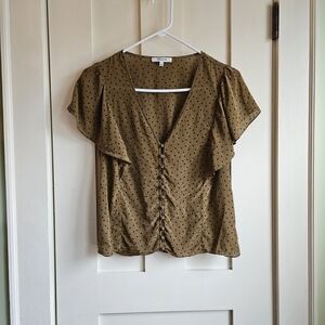 Madewell SILK Brown Polka Dot Blouse